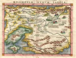 1574, Ruscelli Map of Russia, Muscovy and Ukraine, topography, cartography, geography 1574, Ruscelli Map of Russia, Muscovy and Ukraine, topography, cartography, geography