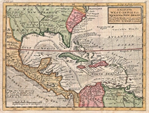 1732, Herman Moll Map of the West Indies and Caribbean, topography, cartography, geography 1732, Herman Moll Map of the West Indies and Caribbean, topography, cartography, geography