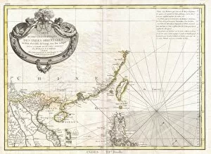 Maps Gallery: 1771, Bonne Map of Tonkin, Vietnam China, Formosa, Taiwan and Luzon, Philippines