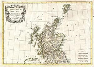 Mappa Mundi Gallery: 1772, Bonne Map of Scotland, Rigobert Bonne 1727 - 1794, one of the most important