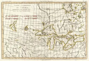 1775, Bonne Map of the Great Lakes and Upper Mississippi, Rigobert Bonne 1727 – 1794 1775, Bonne Map of the Great Lakes and Upper Mississippi, Rigobert Bonne 1727 – 1794