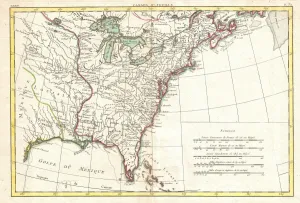 1776, Bonne Map of Louisiana and the British Colonies in North America 1776, Bonne Map of Louisiana and the British Colonies in North America