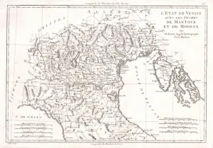 1780, Bonne Map of Venice in Western Italy, Rigobert Bonne 1727 - 1794, one of the 1780, Bonne Map of Venice in Western Italy, Rigobert Bonne 1727 - 1794, one of the