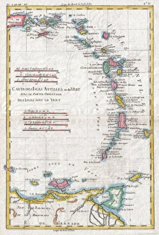 1780, Raynal and Bonne Map of Antilles Islands, Rigobert Bonne 1727 - 1794, one of 1780, Raynal and Bonne Map of Antilles Islands, Rigobert Bonne 1727 - 1794, one of
