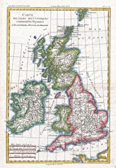1780, Raynal and Bonne Map of British Isles, Rigobert Bonne 1727 - 1794, one of the 1780, Raynal and Bonne Map of British Isles, Rigobert Bonne 1727 - 1794, one of the