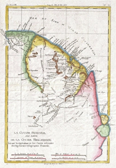 1780, Raynal and Bonne Map of Guyana and Surinam, Rigobert Bonne 1727 - 1794, one 1780, Raynal and Bonne Map of Guyana and Surinam, Rigobert Bonne 1727 - 1794, one