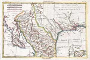 1780, Raynal and Bonne Map of Mexico and Texas, Rigobert Bonne 1727 - 1794, one of 1780, Raynal and Bonne Map of Mexico and Texas, Rigobert Bonne 1727 - 1794, one of