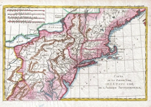 1780, Raynal and Bonne Map of Northern United States, Rigobert Bonne 1727 - 1794 1780, Raynal and Bonne Map of Northern United States, Rigobert Bonne 1727 - 1794