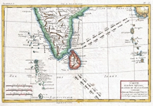 1780, Raynal and Bonne Map of Southern India, Rigobert Bonne 1727 - 1794, one of 1780, Raynal and Bonne Map of Southern India, Rigobert Bonne 1727 - 1794, one of
