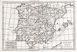 1780, Raynal and Bonne Map of Spain and Portugal, Rigobert Bonne 1727 - 1794, one 1780, Raynal and Bonne Map of Spain and Portugal, Rigobert Bonne 1727 - 1794, one