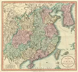 Old Antique View Gallery: 1801, Cary Map of China and Korea, John Cary, 1754 - 1835, English cartographer, topography