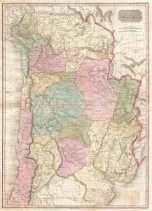 1818, Pinkerton Map of of La Plata, Southern South America, Argentina, Chile, Bolivia 1818, Pinkerton Map of of La Plata, Southern South America, Argentina, Chile, Bolivia