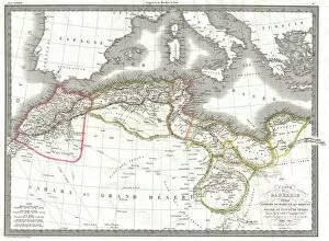 1829, Lapie Map of the Eastern Mediterranean, Morocco, and the Barbary Coast, topography
