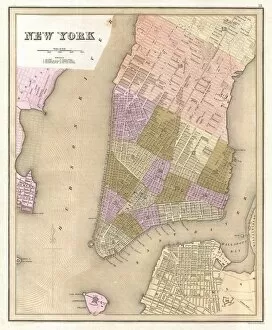 Old Antique View Gallery: 1839, Bradford Map of New York City, New York, topography, cartography, geography