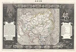 Images Dated 30th August 2017: 1852, Levasseur Map of Asia, topography, cartography, geography, land, illustration