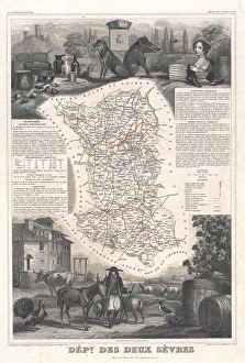 1852, Levasseur Map of the Department Des Deux Sevres, France, Chabichou Cheese Region 1852, Levasseur Map of the Department Des Deux Sevres, France, Chabichou Cheese Region
