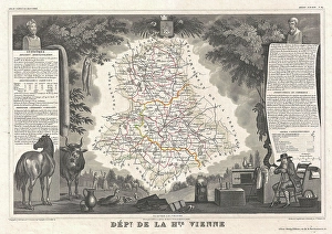 1852, Levasseur Map of the Department De Le Haute Vienne, France, Limoge Porcelain Region 1852, Levasseur Map of the Department De Le Haute Vienne, France, Limoge Porcelain Region