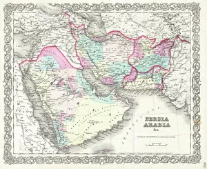 Afghanistan Gallery: 1855, Colton Map of Persia, Afghanistan, and Arabia, topography, cartography, geography