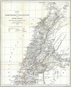1856, Kiepert Map of Lebanon, topography, cartography, geography, land, illustration 1856, Kiepert Map of Lebanon, topography, cartography, geography, land, illustration