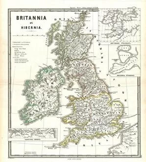Latitude Gallery: 1865, Spruner Map of the British Isles, England, Scotland, Ireland, topography, cartography