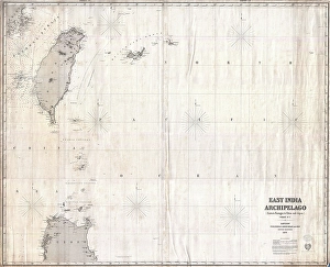 Maps Gallery: 1876, Imray Blue-back Nautical Chart or Map of Taiwan, Formosa, China, topography