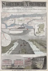 Old Antique View Gallery: 1892, Scientific American Map and View of New York City, topography, cartography