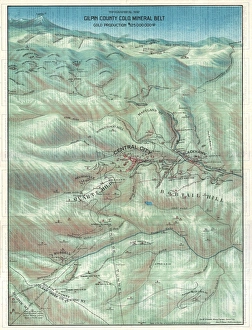 Old Antique View Gallery: 1904, Clason Map or View of the Gilpin Colorado Gold and Mineral Belt, topography