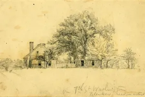 On 7th St. Washington, Blenkers headquarters, between 1862 and 1863, drawing on cream On 7th St. Washington, Blenkers headquarters, between 1862 and 1863, drawing on cream