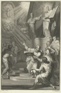 Aaron veiled Moses present Israelites tablets Aaron veiled Moses present Israelites tablets