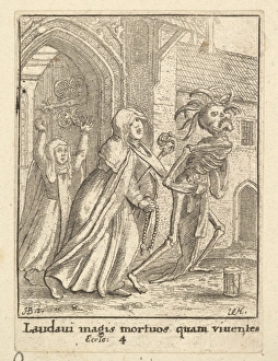 Hans Holbein the Younger Gallery: Abbess Dance Death 1651 Etching second state