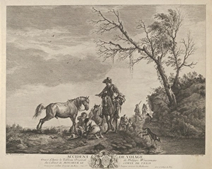 accident traveling kneeling man fixing broken saddle accident traveling kneeling man fixing broken saddle