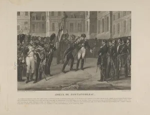 Adieux de Fontainebleau 1814 Aquatint Plate trimmed Adieux de Fontainebleau 1814 Aquatint Plate trimmed