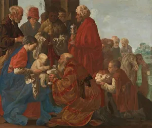 Adoration Kings Magi left holy family kings kneels Adoration Kings Magi left holy family kings kneels