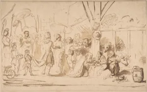 Adoration Magi 17th century Pen brown ink brush Adoration Magi 17th century Pen brown ink brush