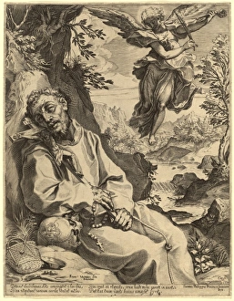 Agostino Carracci after Francesco Vanni, Saint Francis Consoled by the Musical Angel Agostino Carracci after Francesco Vanni, Saint Francis Consoled by the Musical Angel