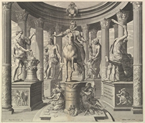 Allegory Glory Emperor Ferdinand II Engraving Allegory Glory Emperor Ferdinand II Engraving