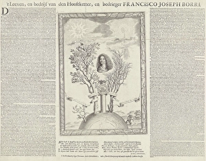 Allegory with the portrait of Gioseppe Francesco Borri, print maker: Theodor Matham Allegory with the portrait of Gioseppe Francesco Borri, print maker: Theodor Matham