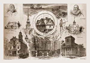 ANTIQUE BOSTON, DRAWN BY CHARLES GRAHAM., 1880, 19th century engraving, USA, America ANTIQUE BOSTON, DRAWN BY CHARLES GRAHAM., 1880, 19th century engraving, USA, America
