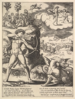 Apollo standing left shooting python arrow left Apollo standing left shooting python arrow left