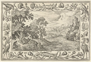 Apostle John on Patmos, Adriaen Collaert, Eduwart van Hoeswinckel, 1582 - 1586 Apostle John on Patmos, Adriaen Collaert, Eduwart van Hoeswinckel, 1582 - 1586