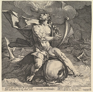 Arion Dolphin ca 1599 Engraving first state two Arion Dolphin ca 1599 Engraving first state two