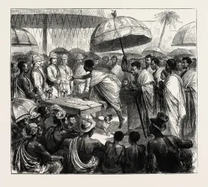 The Ashantee War, Reading the Queens Letter at the Palaver of Kings at Accra The Ashantee War, Reading the Queens Letter at the Palaver of Kings at Accra