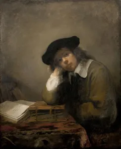 Attributed Samuel van Hoogstraten Portrait student youth Attributed Samuel van Hoogstraten Portrait student youth