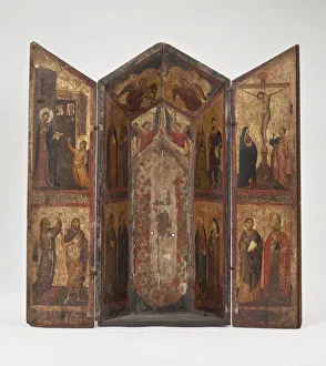 Attributed Taddeo Gaddi Shrine Crucifixion Saints Attributed Taddeo Gaddi Shrine Crucifixion Saints