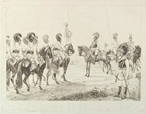 Austrian Cuirassiers early 19th century Etching Austrian Cuirassiers early 19th century Etching