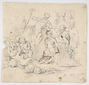 Bacchanal 1855 Graphite heightened white wove paper Bacchanal 1855 Graphite heightened white wove paper