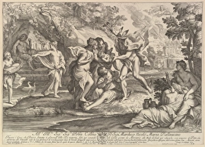 Bacchus child given Mercury care Nymphs Engraving Bacchus child given Mercury care Nymphs Engraving