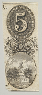 Banknote motifs number 5 building topped cupola Banknote motifs number 5 building topped cupola
