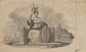 Banknote vignette female figure representing America Banknote vignette female figure representing America