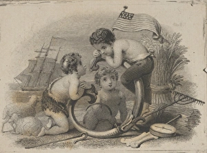 Banknote vignette three putti shepherd farmer Banknote vignette three putti shepherd farmer